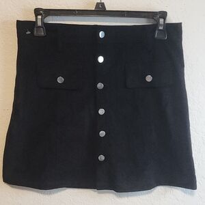 She + Sky Black Mini Skirt with Silver Buttons